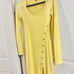 Guess Yellow Long Sleeve Bodycon Dress